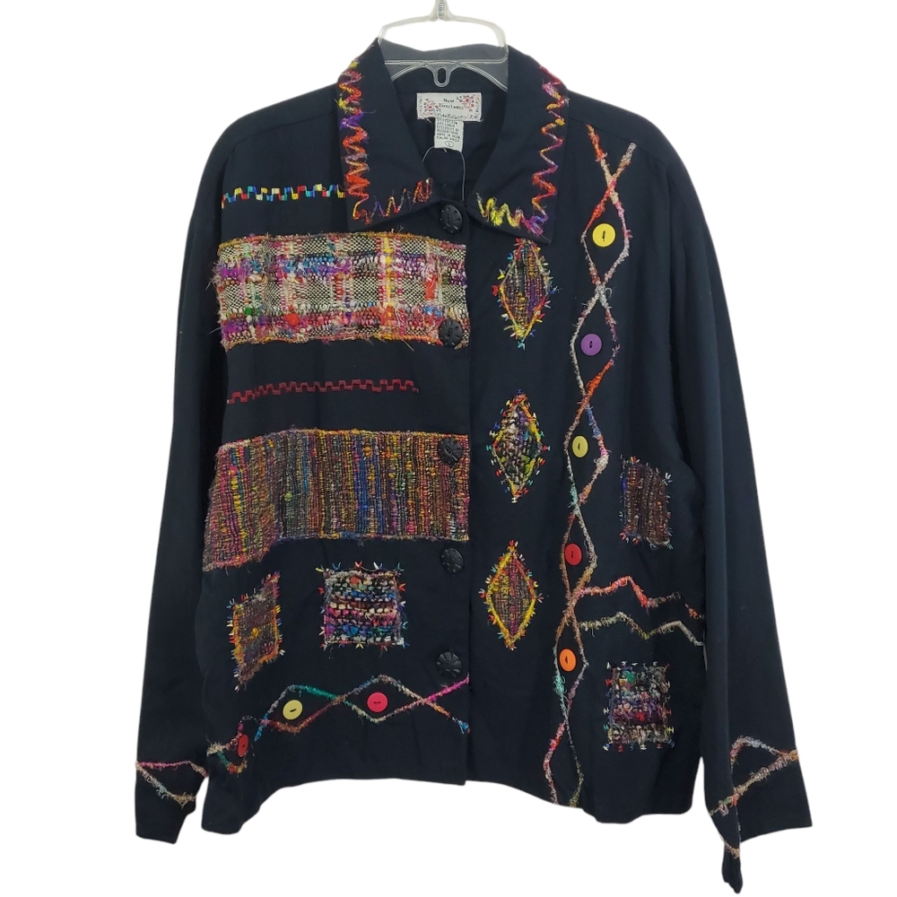 NWT Vintage New Directions Patchwork Jacket Boho Lagenlook Artsy Linen Large